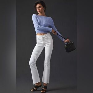 NWT Mother The Hustler High Waist Fray Hem Ankle Bootcut Jeans White sz 25